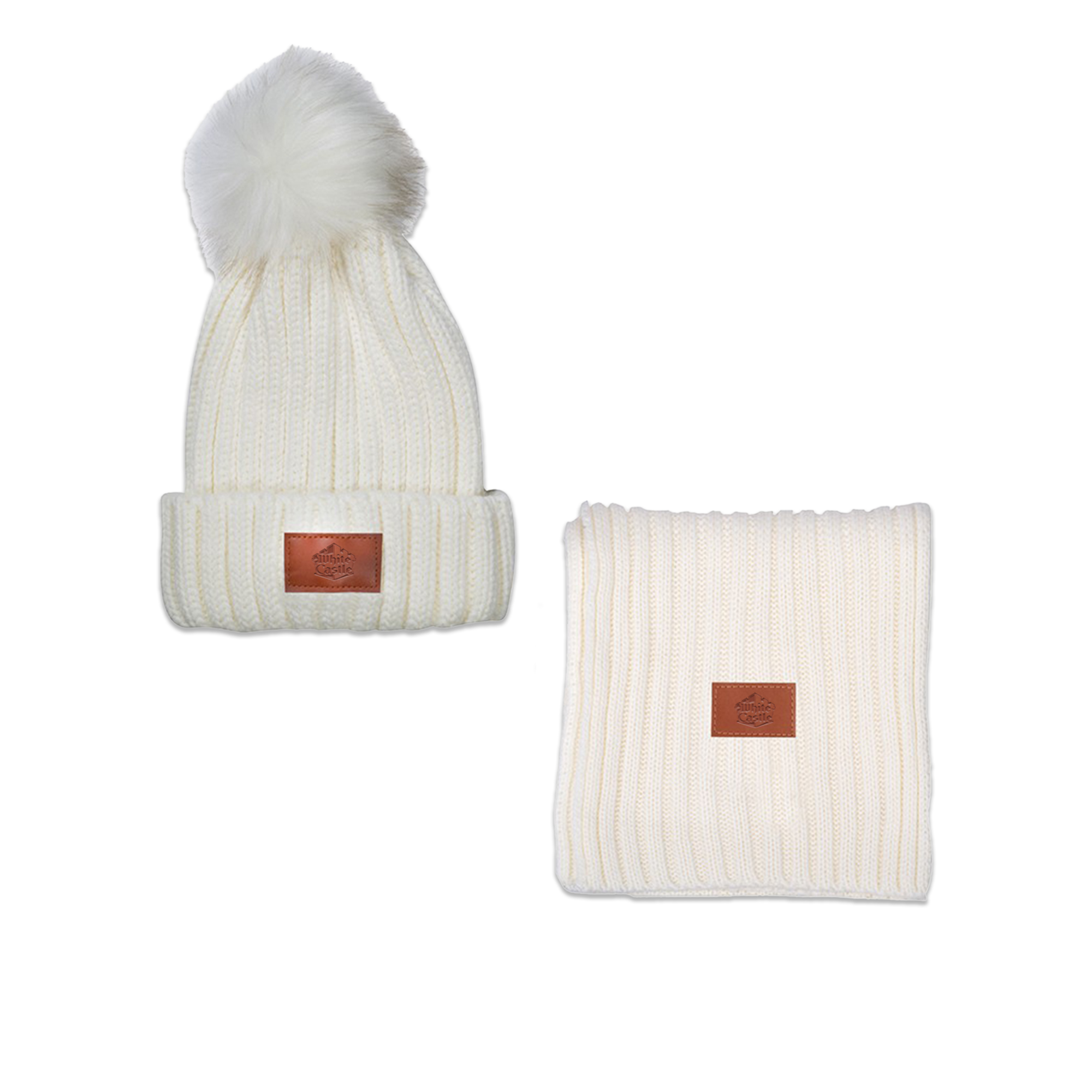 White Castle Knit Hat x Scarf Set | House of Crave