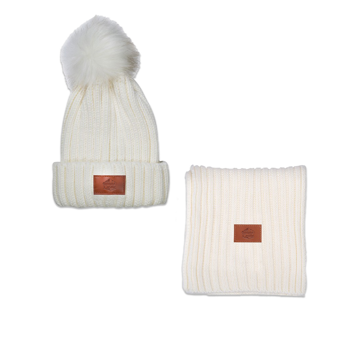 White Castle Knit Hat x Scarf Set | House of Crave